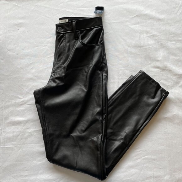 NEW Women’s / Teen’s Abercrombie & Fitch Black Faux Leather Pants size 29 Long - Picture 2 of 11